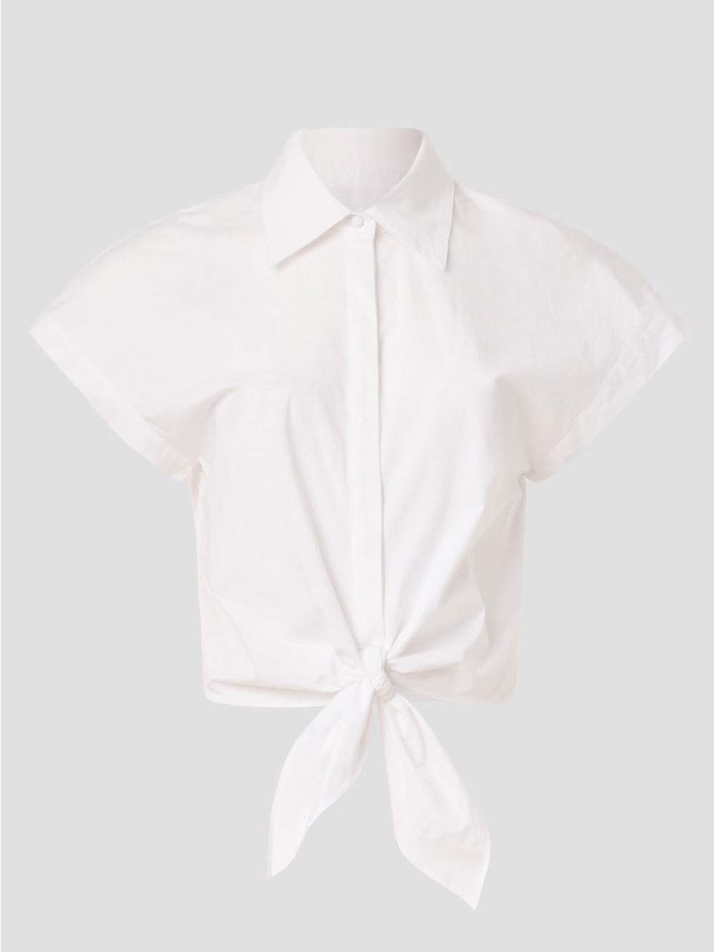Adam White Tie-Front Short Sleeve Button-Down Shirt